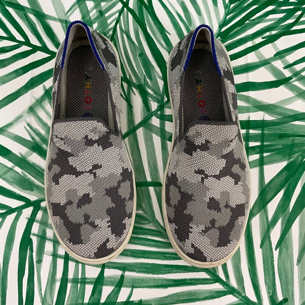 Rothy's The Kid's Gray Camo Print Slip On Sneakers Size 4